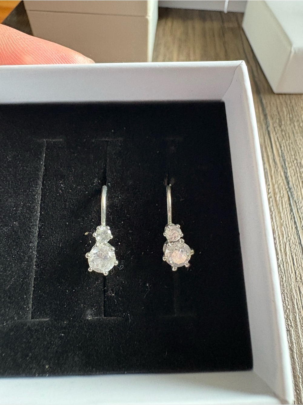 Silver Crystal Drop Earrings - Sparkling Clear Stones